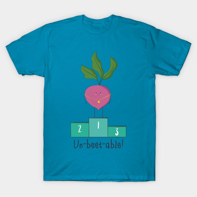 Un-beet-able, Funny Beetroot Vegetable T-Shirt by Dreamy Panda Designs